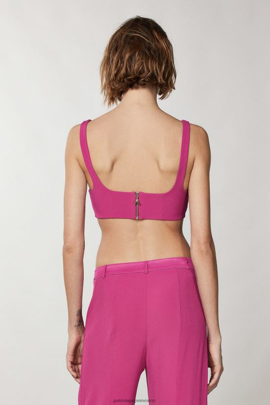 vestir mx Patrizia Pepe mujer top con abertura de satén ceremonia fucsia 66024R309
