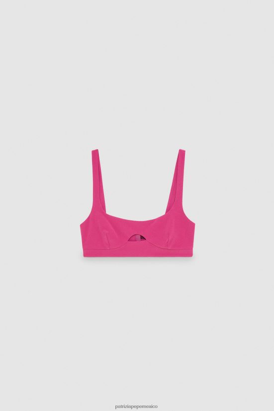 vestir mx Patrizia Pepe mujer top con abertura de satén ceremonia fucsia 66024R309