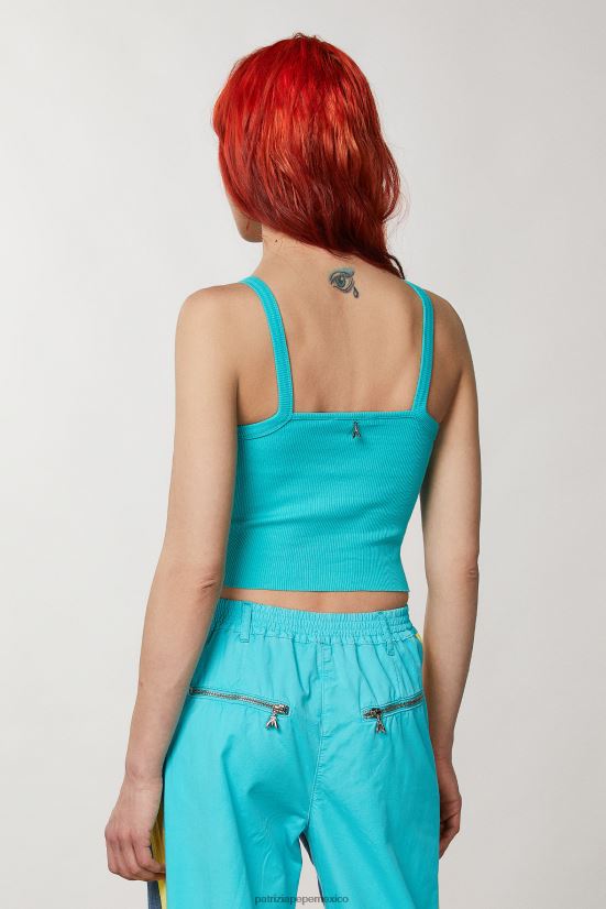 vestir mx Patrizia Pepe mujer top corto de punto de canalé agua verde 66024R202