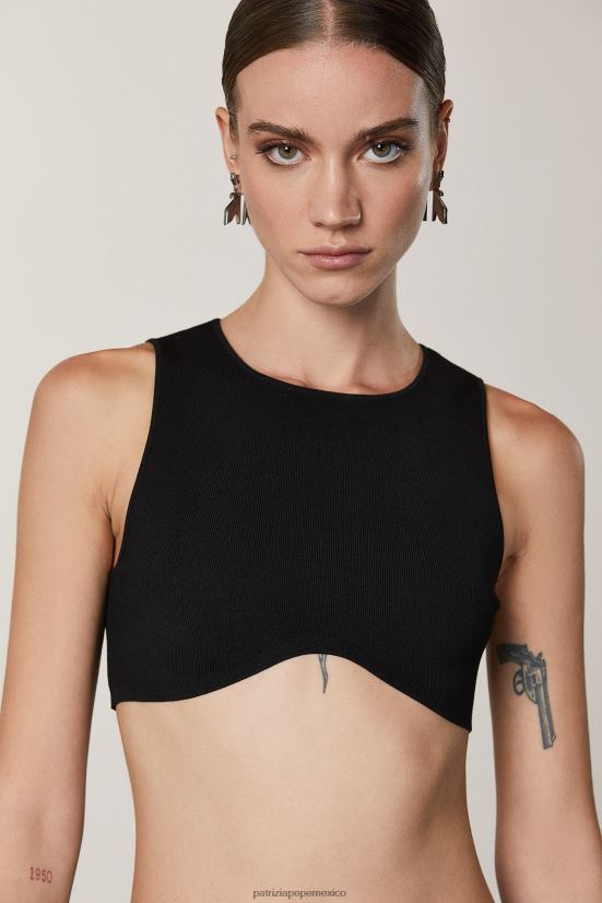 vestir mx Patrizia Pepe mujer top corto de viscosa Nerón 66024R399