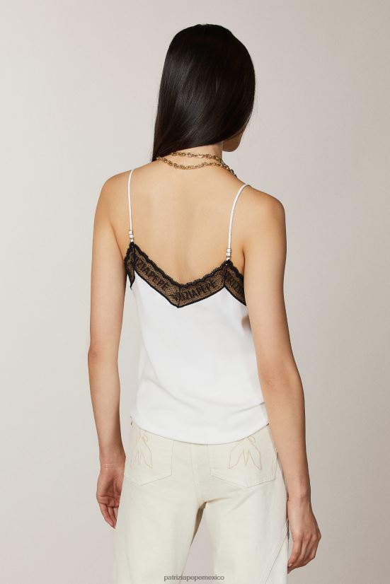 vestir mx Patrizia Pepe mujer top de encaje blanco 66024R610