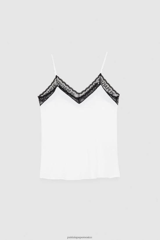 vestir mx Patrizia Pepe mujer top de encaje blanco 66024R610