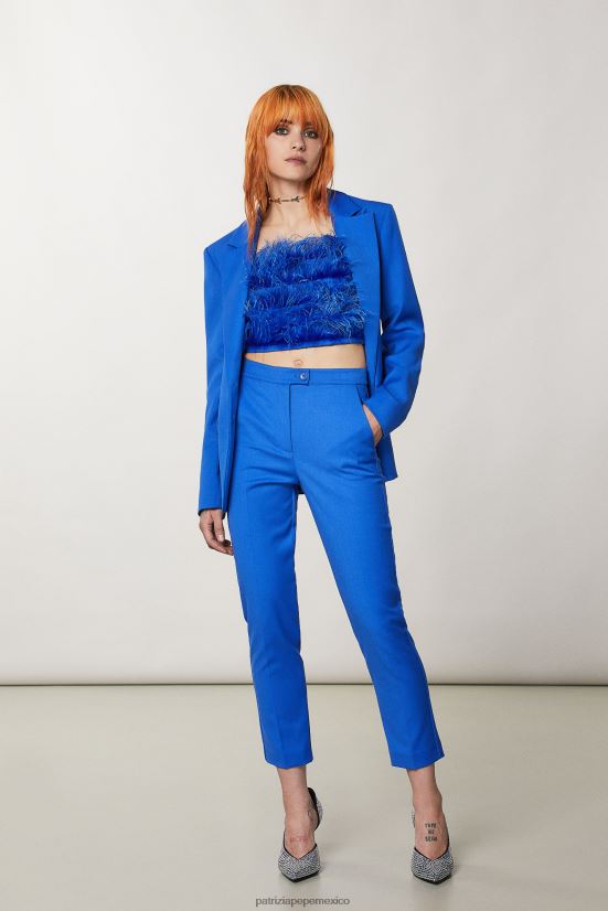 vestir mx Patrizia Pepe mujer top de franela con plumas rayo azul 66024R8