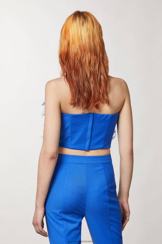 vestir mx Patrizia Pepe mujer top de franela con plumas rayo azul 66024R8