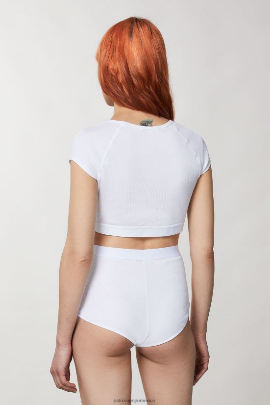 vestir mx Patrizia Pepe mujer top de punto acanalado con strass blanco 66024R389