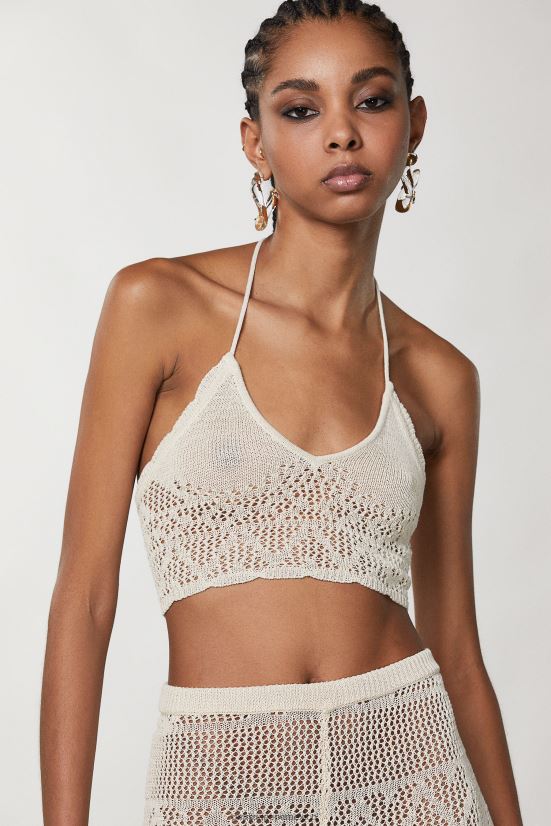 vestir mx Patrizia Pepe mujer top de punto de crochet lino blanco 66024R196