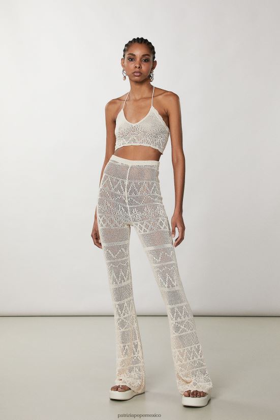vestir mx Patrizia Pepe mujer top de punto de crochet lino blanco 66024R196