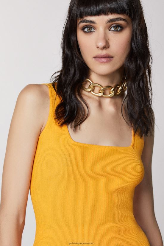 vestir mx Patrizia Pepe mujer top de viscosa acanalado naranja jugosa 66024R401