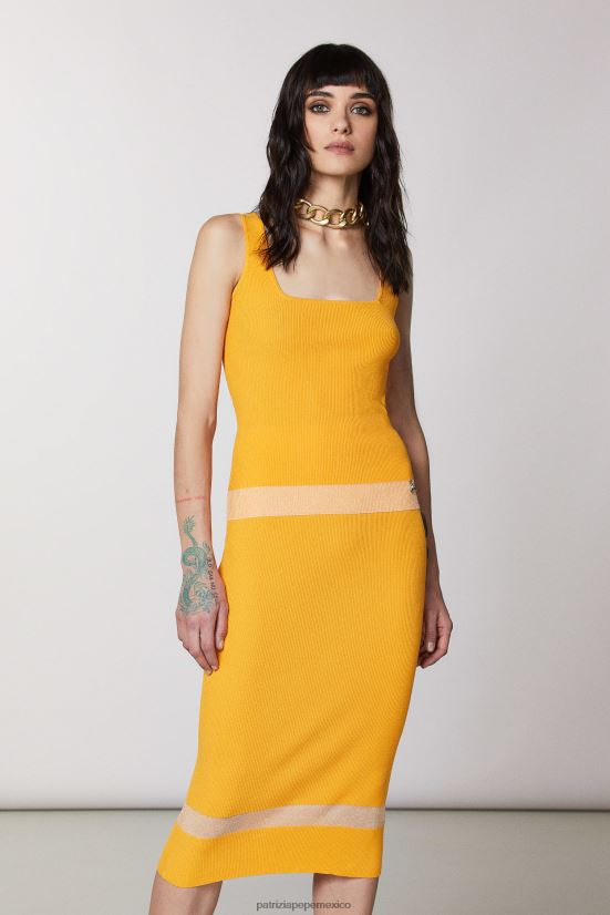 vestir mx Patrizia Pepe mujer top de viscosa acanalado naranja jugosa 66024R401