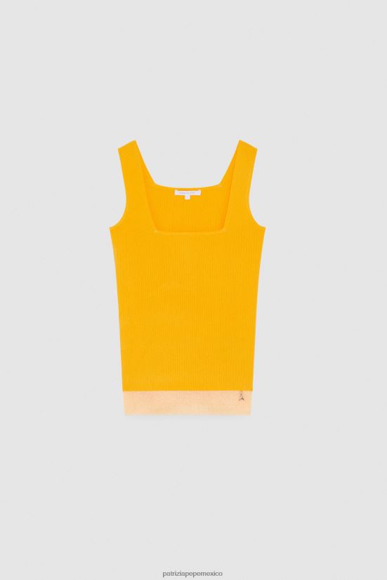 vestir mx Patrizia Pepe mujer top de viscosa acanalado naranja jugosa 66024R401