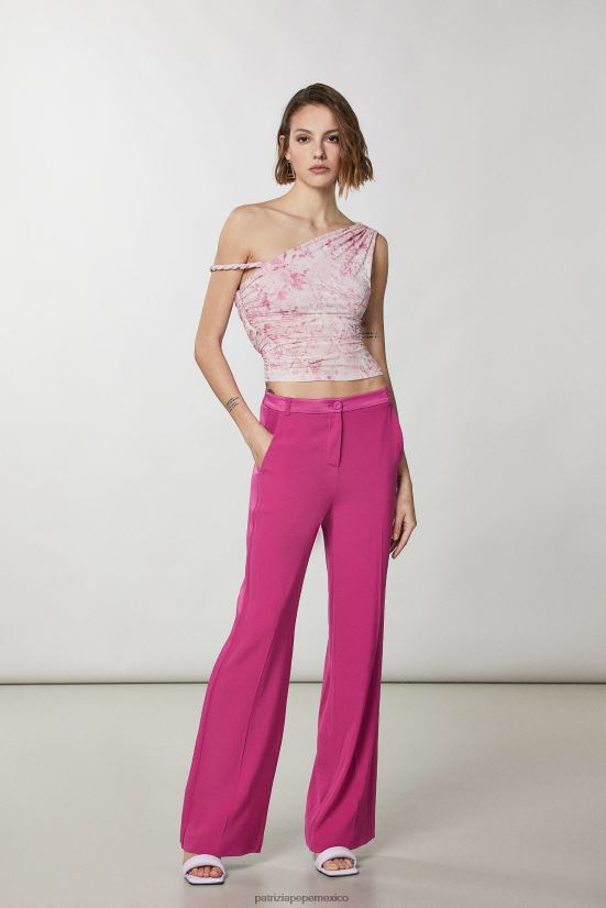 vestir mx Patrizia Pepe mujer top fruncido con un solo hombro flor rosa 66024R303