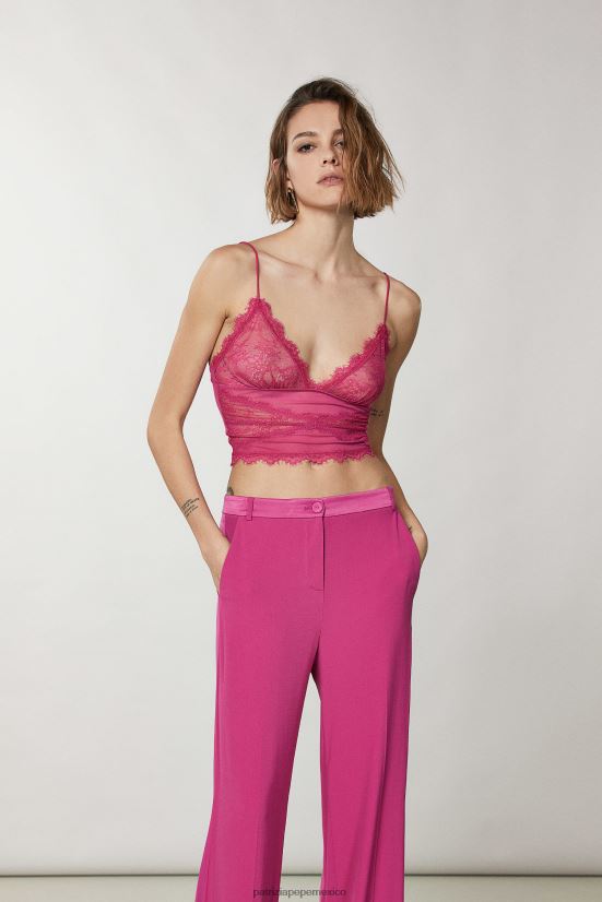 vestir mx Patrizia Pepe mujer top lencero de encaje ceremonia fucsia 66024R312