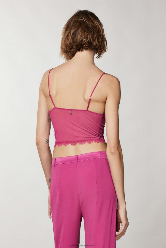 vestir mx Patrizia Pepe mujer top lencero de encaje ceremonia fucsia 66024R312