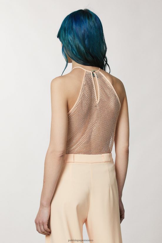 vestir mx Patrizia Pepe mujer top sin mangas con pedrería rubor astral 66024R82