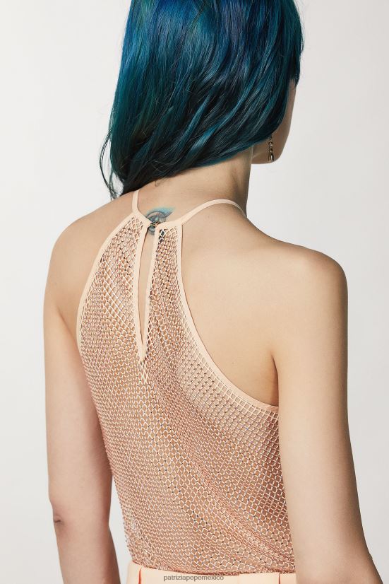 vestir mx Patrizia Pepe mujer top sin mangas con pedrería rubor astral 66024R82