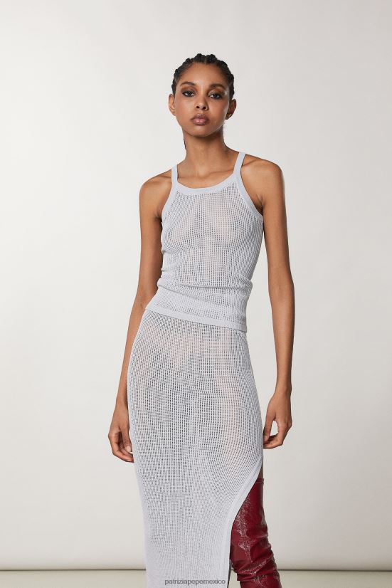 vestir mx Patrizia Pepe mujer top sin mangas de malla gris mineral/verde 66024R115