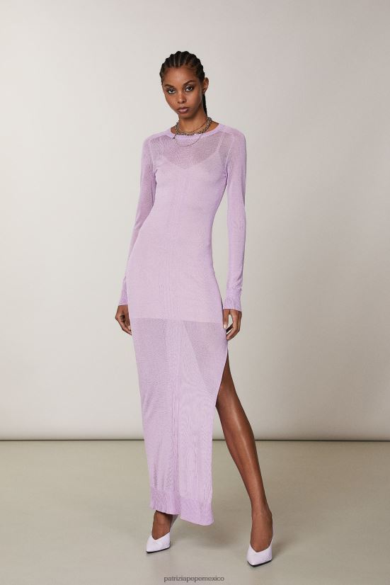vestir mx Patrizia Pepe mujer vestido de manga larga lila fresca 66024R469
