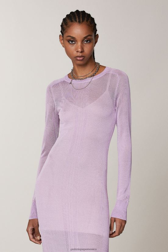 vestir mx Patrizia Pepe mujer vestido de manga larga lila fresca 66024R469