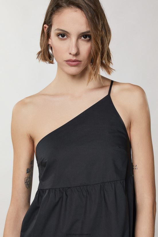 vestir mx Patrizia Pepe mujer vestido esencial de un solo hombro Nerón 66024R323