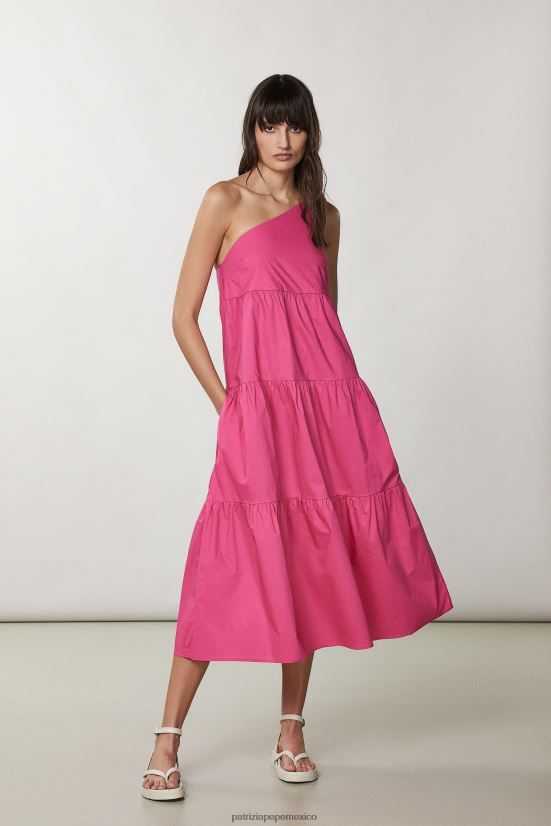 vestir mx Patrizia Pepe mujer vestido esencial de un solo hombro pétalo fucsia 66024R245