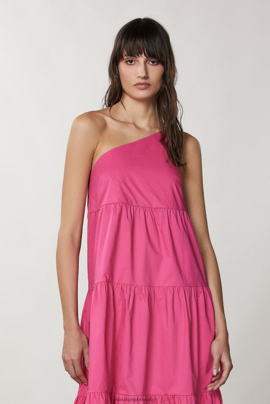 vestir mx Patrizia Pepe mujer vestido esencial de un solo hombro pétalo fucsia 66024R245