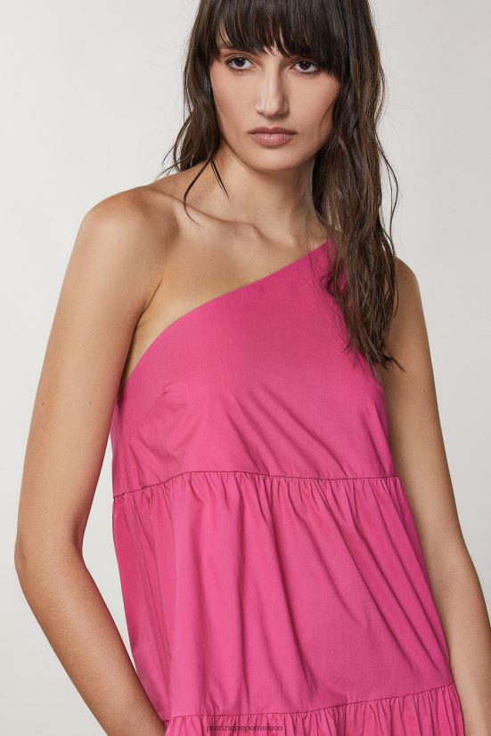 vestir mx Patrizia Pepe mujer vestido esencial de un solo hombro pétalo fucsia 66024R245