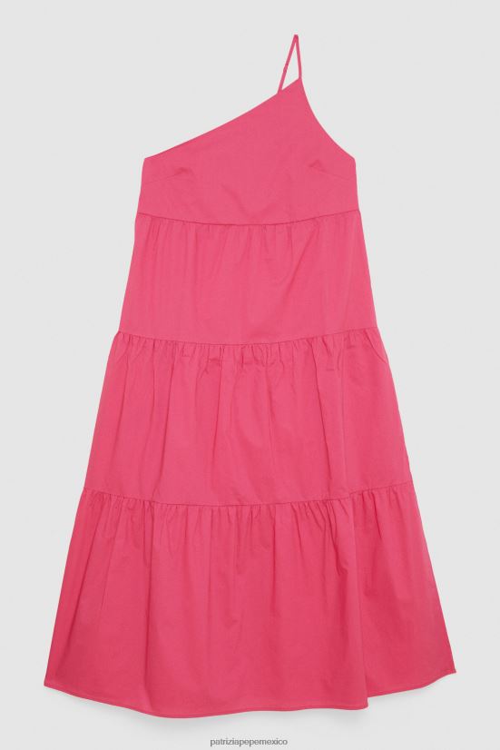 vestir mx Patrizia Pepe mujer vestido esencial de un solo hombro pétalo fucsia 66024R245