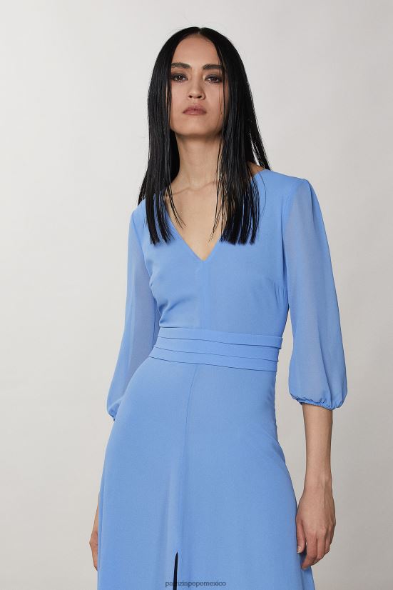 vestir mx Patrizia Pepe mujer vestido largo con cadena en escote trasero azul ceramica 66024R257