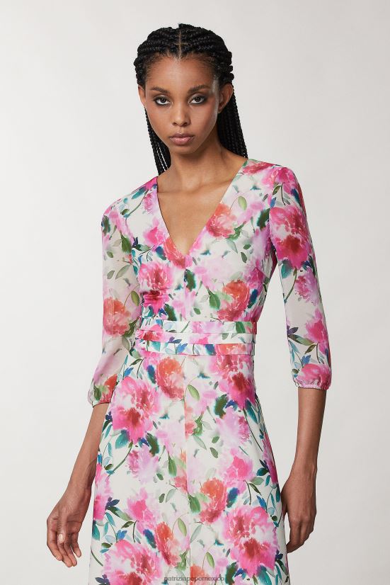 vestir mx Patrizia Pepe mujer vestido largo con cuello en v flor de ceremonia 66024R266
