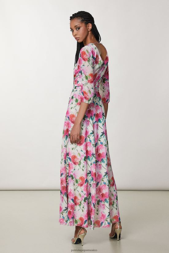 vestir mx Patrizia Pepe mujer vestido largo con cuello en v flor de ceremonia 66024R266