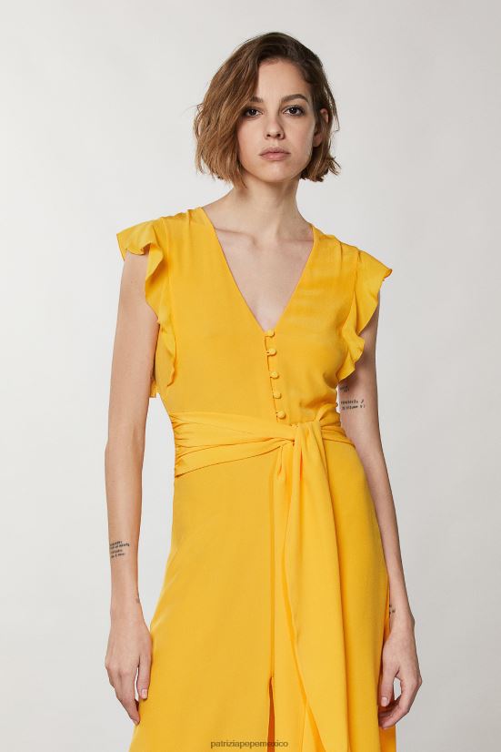 vestir mx Patrizia Pepe mujer vestido largo con mangas japonesas naranja jugosa 66024R320