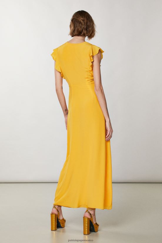 vestir mx Patrizia Pepe mujer vestido largo con mangas japonesas naranja jugosa 66024R320