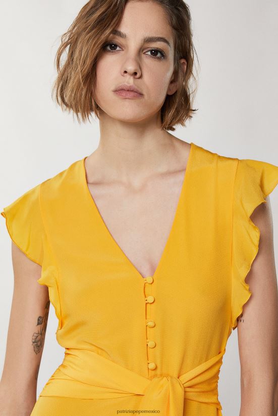 vestir mx Patrizia Pepe mujer vestido largo con mangas japonesas naranja jugosa 66024R320