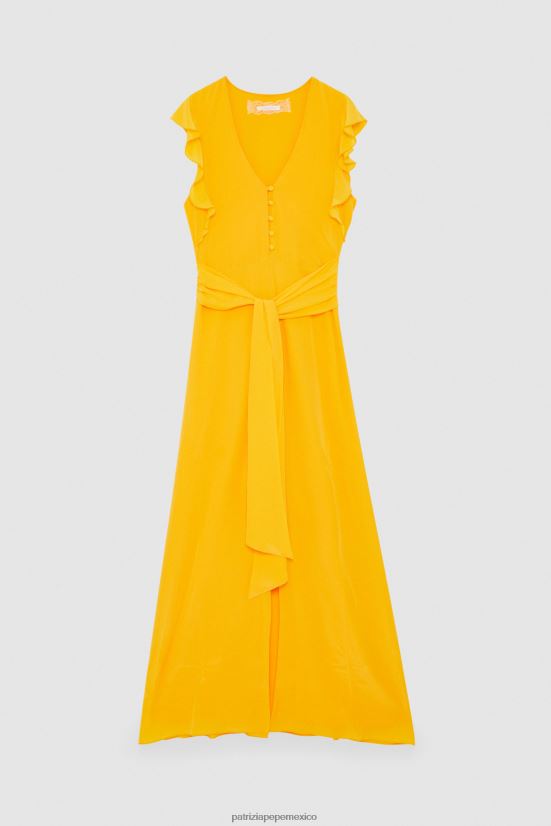 vestir mx Patrizia Pepe mujer vestido largo con mangas japonesas naranja jugosa 66024R320