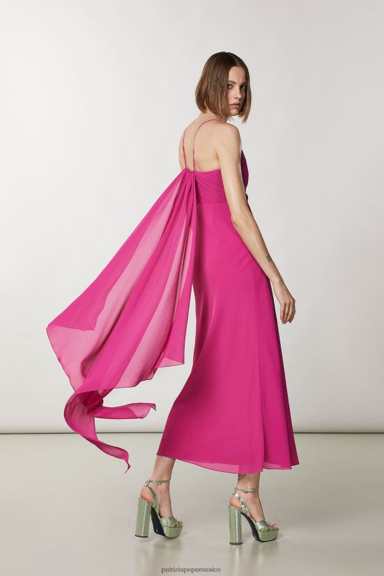 vestir mx Patrizia Pepe mujer vestido largo de crepé flash fuxia 66024R71