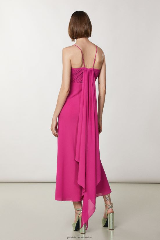 vestir mx Patrizia Pepe mujer vestido largo de crepé flash fuxia 66024R71