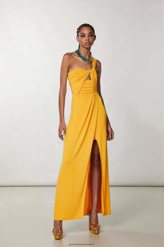 vestir mx Patrizia Pepe mujer vestido largo de un solo hombro naranja jugosa 66024R315