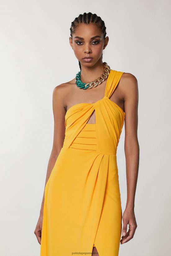 vestir mx Patrizia Pepe mujer vestido largo de un solo hombro naranja jugosa 66024R315