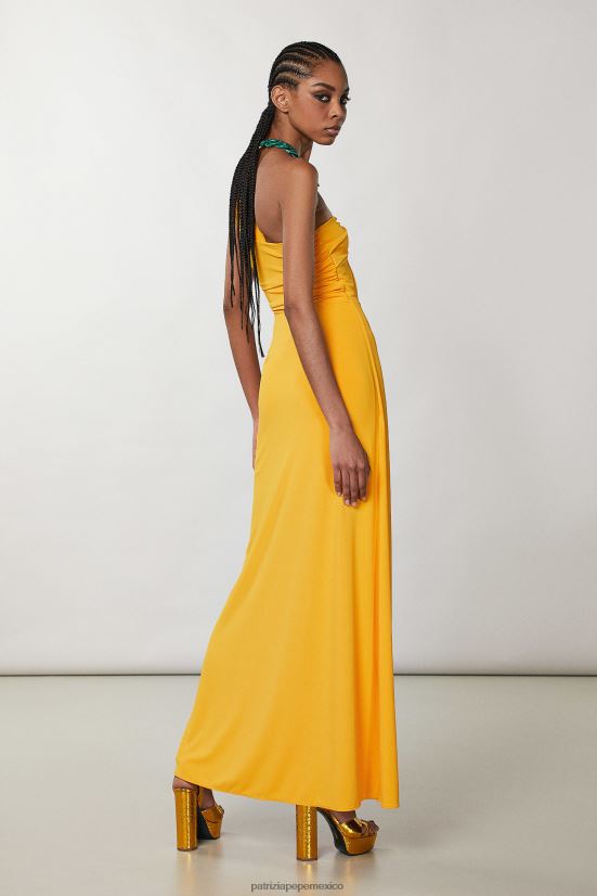 vestir mx Patrizia Pepe mujer vestido largo de un solo hombro naranja jugosa 66024R315