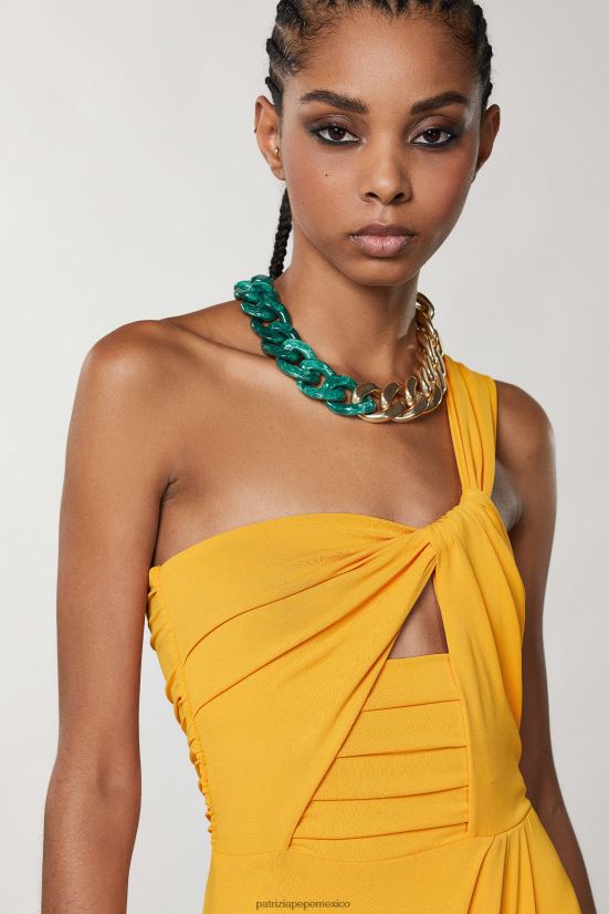 vestir mx Patrizia Pepe mujer vestido largo de un solo hombro naranja jugosa 66024R315