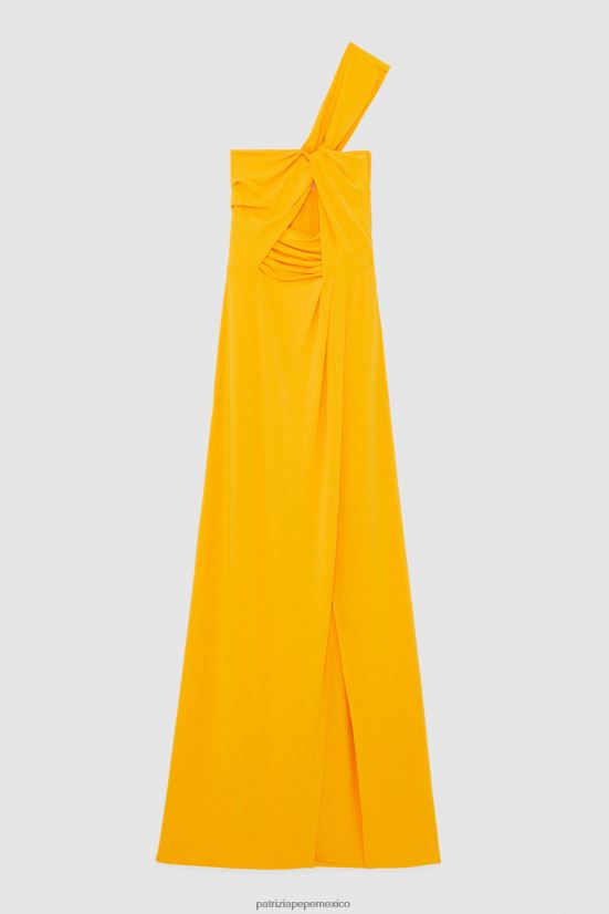 vestir mx Patrizia Pepe mujer vestido largo de un solo hombro naranja jugosa 66024R315