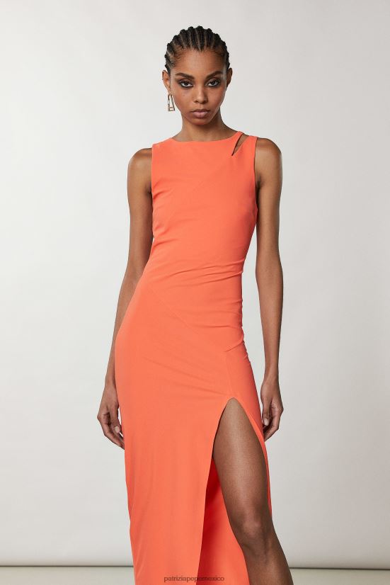 vestir mx Patrizia Pepe mujer vestido largo elegante sin mangas coral intenso 66024R353