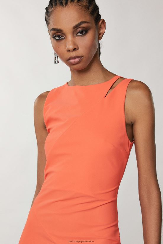 vestir mx Patrizia Pepe mujer vestido largo elegante sin mangas coral intenso 66024R353