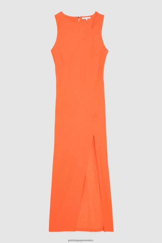 vestir mx Patrizia Pepe mujer vestido largo elegante sin mangas coral intenso 66024R353