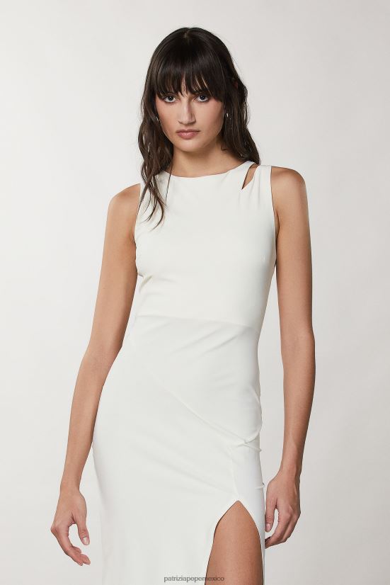 vestir mx Patrizia Pepe mujer vestido largo elegante sin mangas lino blanco 66024R68