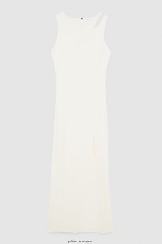vestir mx Patrizia Pepe mujer vestido largo elegante sin mangas lino blanco 66024R68