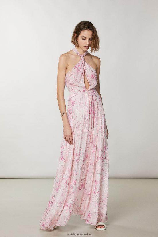 vestir mx Patrizia Pepe mujer vestido largo georgette flor rosa 66024R304