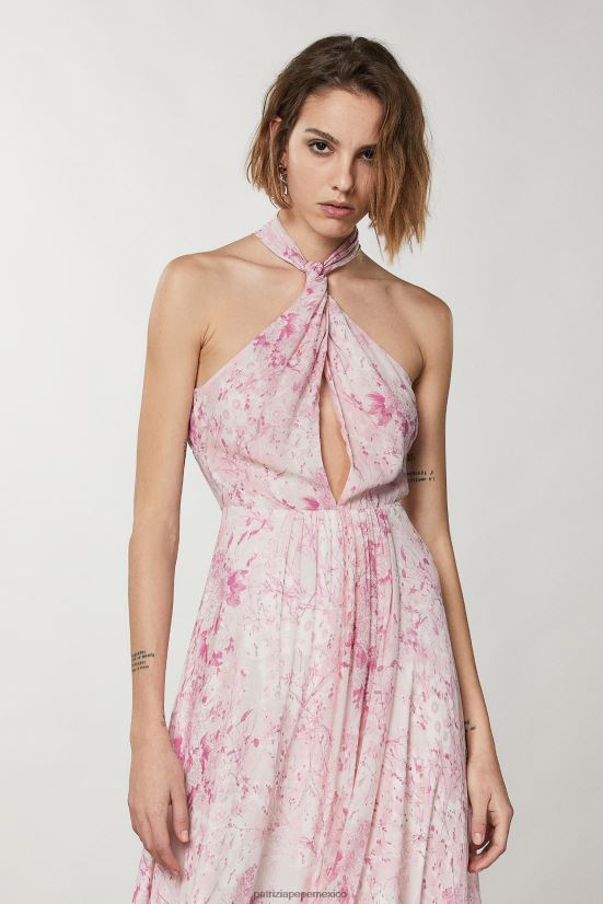 vestir mx Patrizia Pepe mujer vestido largo georgette flor rosa 66024R304