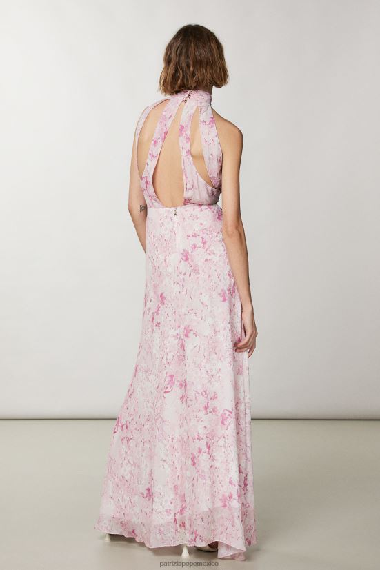 vestir mx Patrizia Pepe mujer vestido largo georgette flor rosa 66024R304