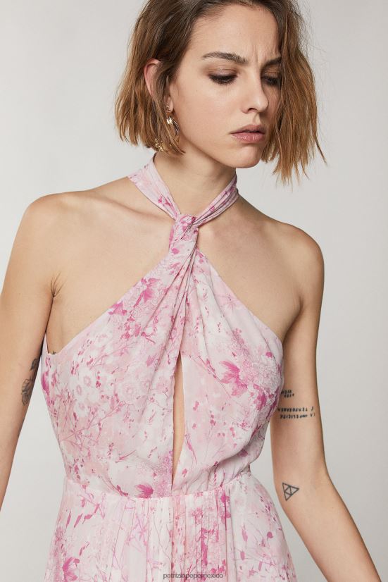 vestir mx Patrizia Pepe mujer vestido largo georgette flor rosa 66024R304